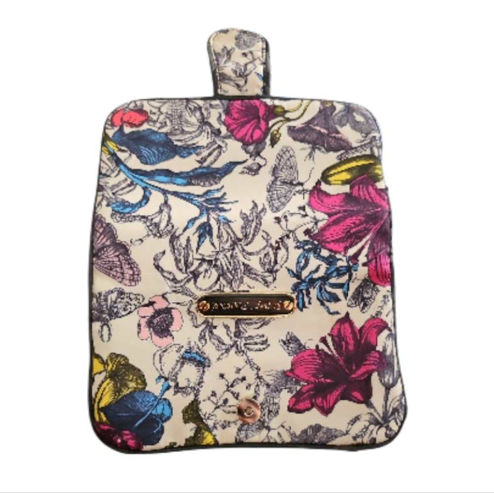 Betsey Johnson Floral Garden Moth Makeup Pouch With Detachable Mini Pouch - Picture 6 of 16